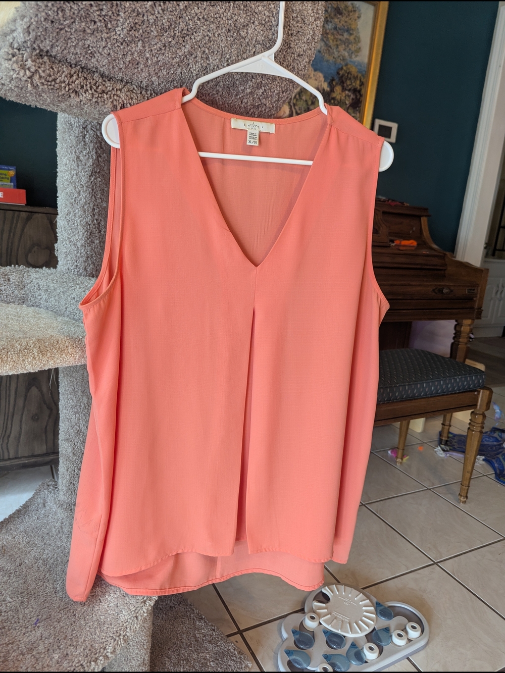 Fever Coral V-Neck Sleeveless Blouse